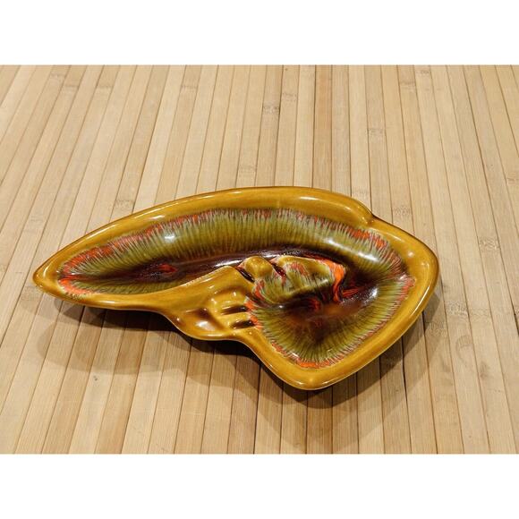 Vintage Deforest of California Yellow Brown Orange Drip Glaze Ashtray Pottery - Picture 2 of 12